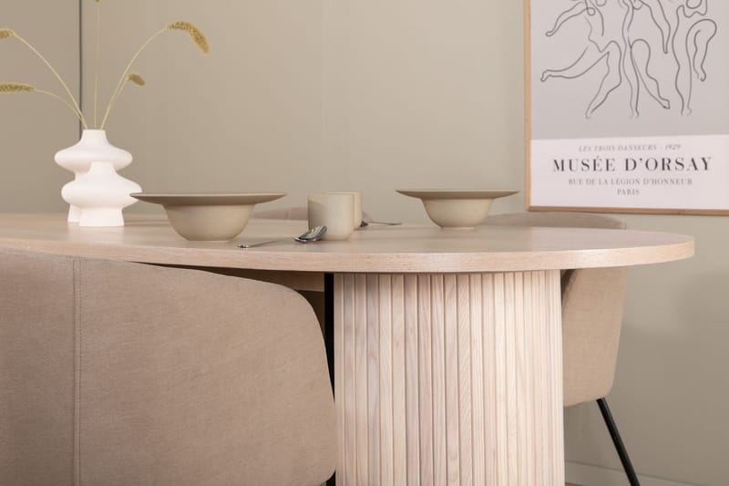 Oval matgrupp Venture Home Beige Ljust trä 4st - Møbler - Borde - Spisebordssæt