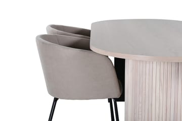 Oval matgrupp Venture Home Beige Ljust trä 4st - Møbler - Borde - Spisebordssæt
