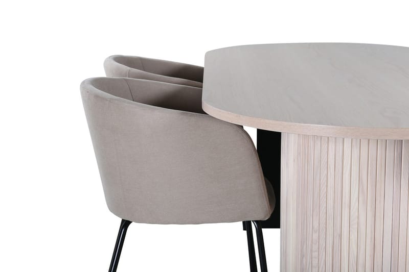 Oval matgrupp Venture Home Beige Ljust trä 4st - Møbler - Borde - Spisebordssæt
