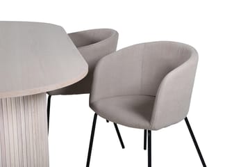 Oval matgrupp Venture Home Beige Ljust trä 4st - Møbler - Borde - Spisebordssæt