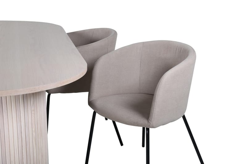 Oval matgrupp Venture Home Beige Ljust trä 4st - Møbler - Borde - Spisebordssæt