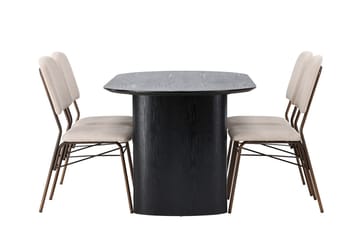 Oval matgrupp Venture Home Beige Mörkbrun 4st - Mørkebrun - Møbler - Borde - Spisebordssæt
