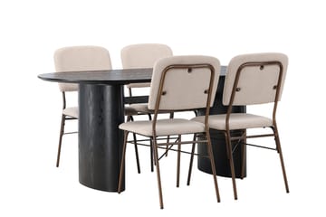 Oval matgrupp Venture Home Beige Mörkbrun 4st - Mørkebrun - Møbler - Borde - Spisebordssæt