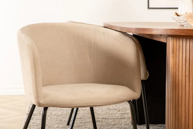 Oval matgrupp Venture Home Beige Mörkt trä 4st - Møbler - Borde - Spisebordssæt