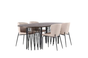 Oval matgrupp Venture Home Beige Mocka 4st - Møbler - Borde - Spisebordssæt