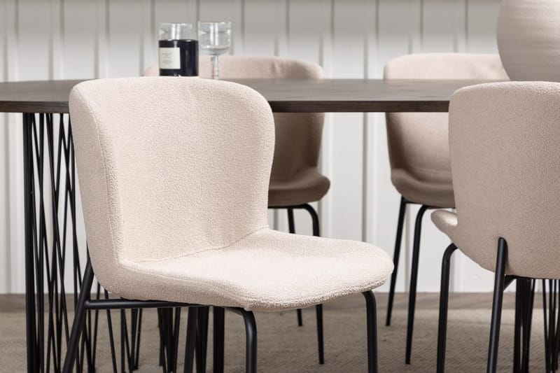 Oval matgrupp Venture Home Beige Mocka 4st - Møbler - Borde - Spisebordssæt
