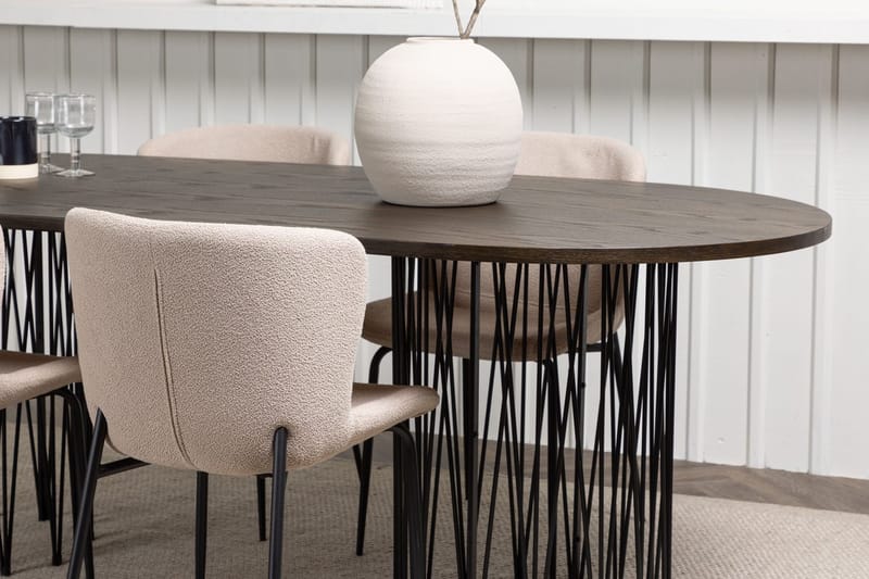 Oval matgrupp Venture Home Beige Mocka 4st - Møbler - Borde - Spisebordssæt
