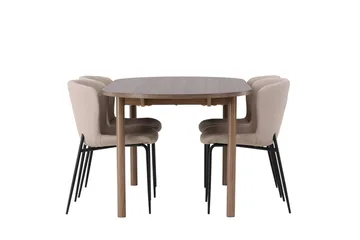 Oval matgrupp Venture Home Beige Natur 4st - Møbler - Borde - Spisebordssæt