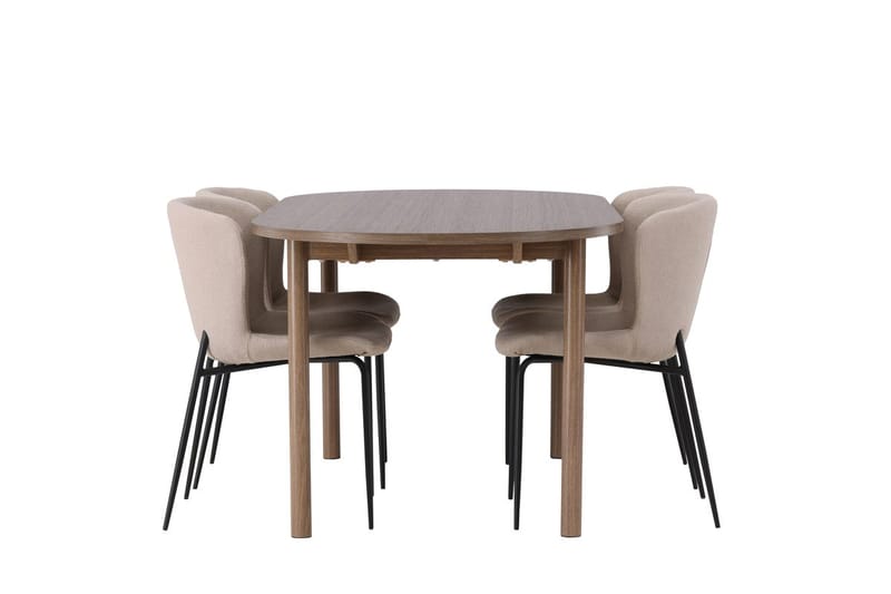 Oval matgrupp Venture Home Beige Natur 4st - Møbler - Borde - Spisebordssæt