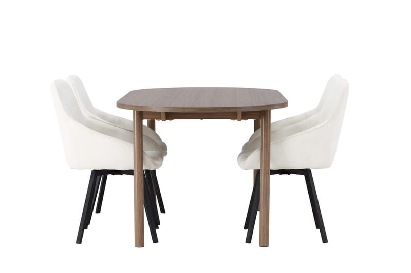 Oval matgrupp Venture Home Beige Natur 4st - Møbler - Borde - Spisebordssæt