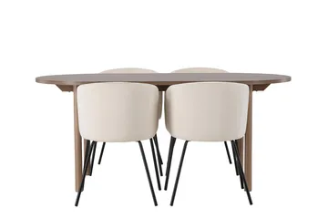Oval matgrupp Venture Home Beige Natur 4st - Møbler - Borde - Spisebordssæt