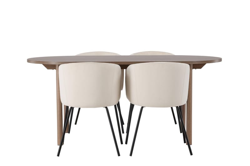 Oval matgrupp Venture Home Beige Natur 4st - Møbler - Borde - Spisebordssæt