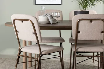 Oval matgrupp Venture Home Beige Natur 4st - Møbler - Borde - Spisebordssæt