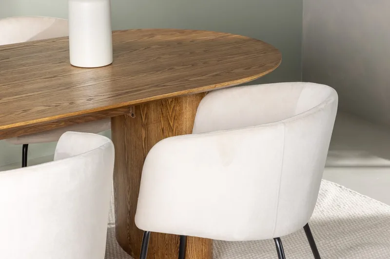 Oval matgrupp Venture Home Beige Natur 4st - Møbler - Borde - Spisebordssæt