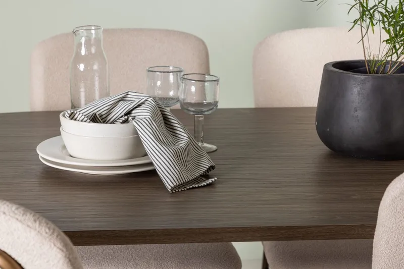 Oval matgrupp Venture Home Beige Natur 4st - Møbler - Borde - Spisebordssæt