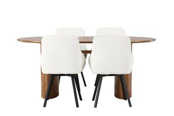 Oval matgrupp Venture Home Beige Natur 4st - Møbler - Borde - Spisebordssæt