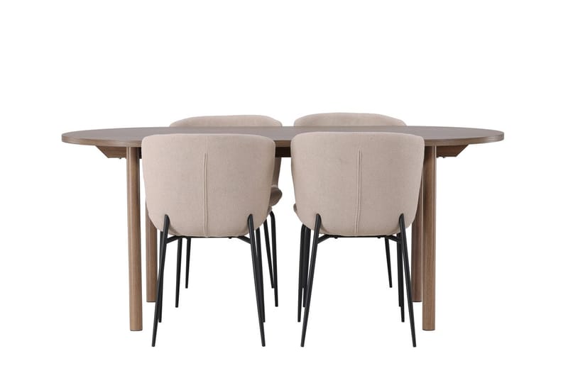 Oval matgrupp Venture Home Beige Natur 4st - Møbler - Borde - Spisebordssæt