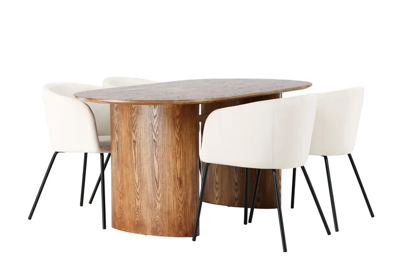 Oval matgrupp Venture Home Beige Natur 4st - Møbler - Borde - Spisebordssæt