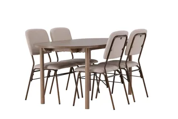 Oval matgrupp Venture Home Beige Natur 4st - Møbler - Borde - Spisebordssæt