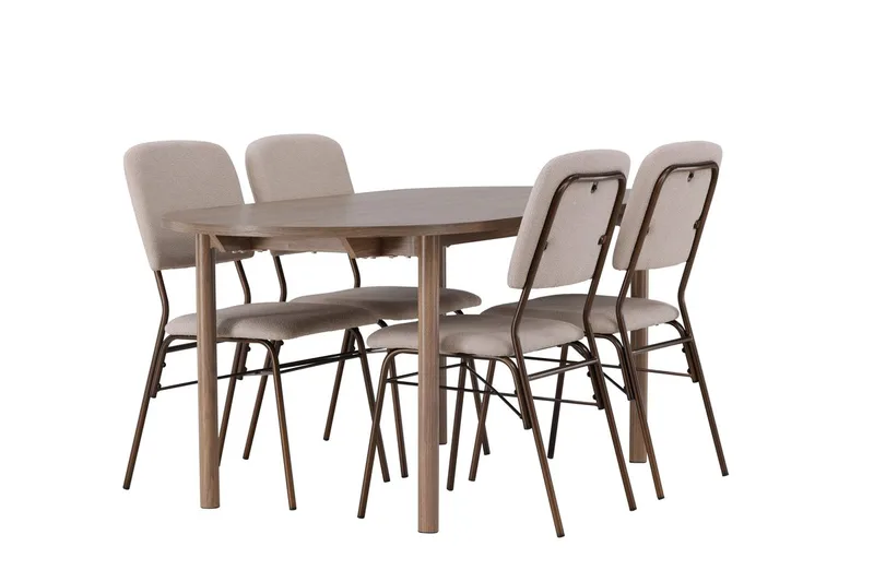 Oval matgrupp Venture Home Beige Natur 4st - Møbler - Borde - Spisebordssæt