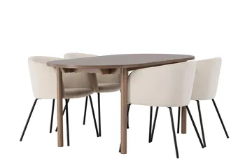 Oval matgrupp Venture Home Beige Natur 4st - Møbler - Borde - Spisebordssæt