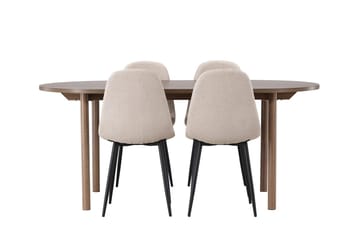 Oval matgrupp Venture Home Beige Natur 4st - Møbler - Borde - Spisebordssæt