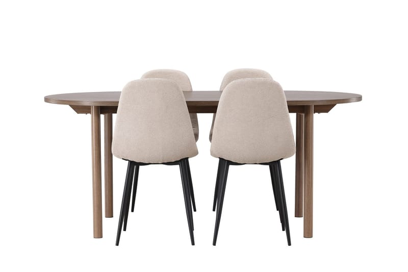 Oval matgrupp Venture Home Beige Natur 4st - Møbler - Borde - Spisebordssæt