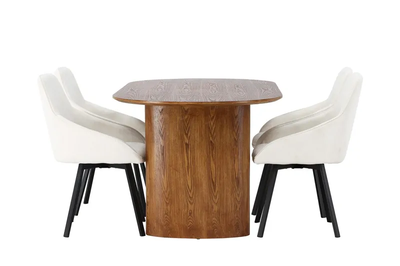 Oval matgrupp Venture Home Beige Natur 4st - Møbler - Borde - Spisebordssæt