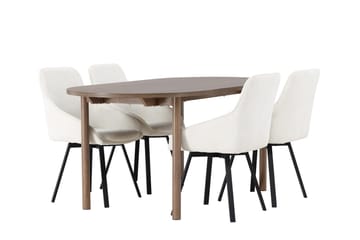 Oval matgrupp Venture Home Beige Natur 4st - Møbler - Borde - Spisebordssæt