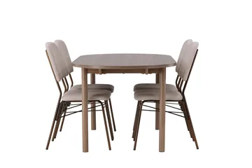 Oval matgrupp Venture Home Beige Natur 4st - Møbler - Borde - Spisebordssæt
