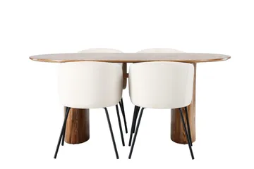 Oval matgrupp Venture Home Beige Natur 4st - Møbler - Borde - Spisebordssæt