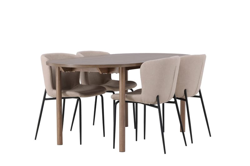 Oval matgrupp Venture Home Beige Natur 4st - Møbler - Borde - Spisebordssæt