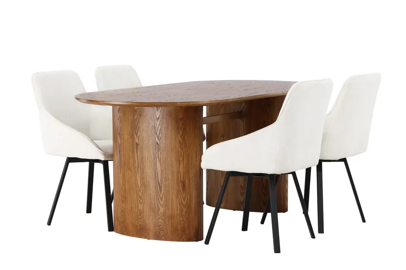 Oval matgrupp Venture Home Beige Natur 4st - Møbler - Borde - Spisebordssæt
