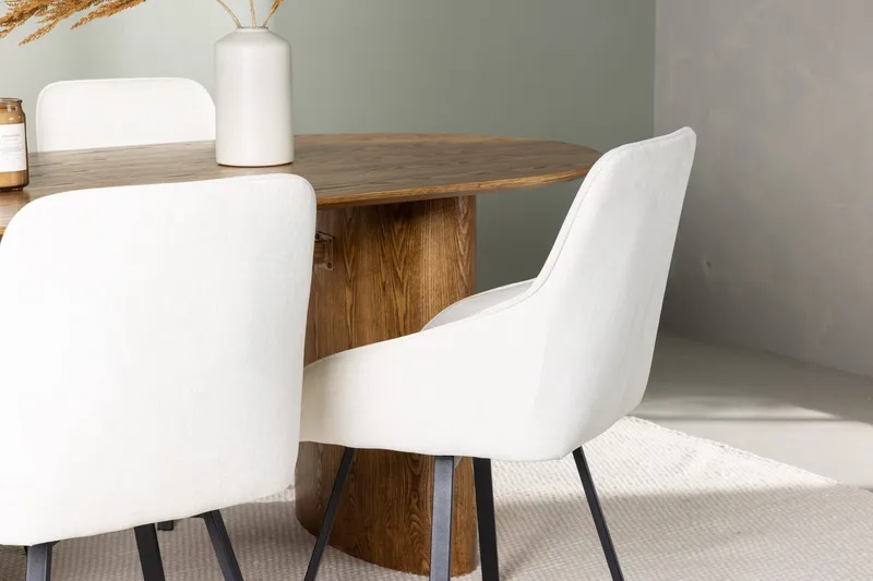 Oval matgrupp Venture Home Beige Natur 4st - Møbler - Borde - Spisebordssæt
