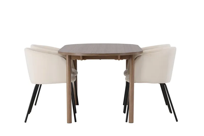 Oval matgrupp Venture Home Beige Natur 4st - Møbler - Borde - Spisebordssæt