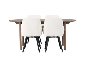 Oval matgrupp Venture Home Beige Natur 4st - Møbler - Borde - Spisebordssæt