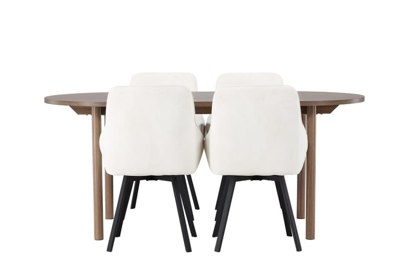Oval matgrupp Venture Home Beige Natur 4st - Møbler - Borde - Spisebordssæt
