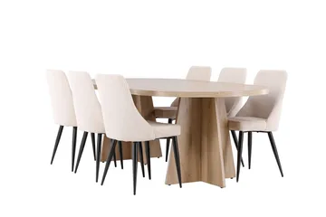 Oval matgrupp Venture Home Beige Natur 6st - Møbler - Borde - Spisebordssæt