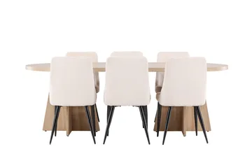 Oval matgrupp Venture Home Beige Natur 6st - Møbler - Borde - Spisebordssæt