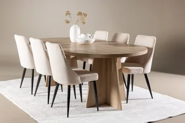 Oval matgrupp Venture Home Beige Natur 6st - Møbler - Borde - Spisebordssæt