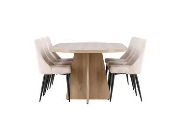 Oval matgrupp Venture Home Beige Natur 6st - Møbler - Borde - Spisebordssæt