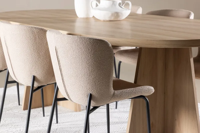 Oval matgrupp Venture Home Beige Natur 6st - Møbler - Borde - Spisebordssæt