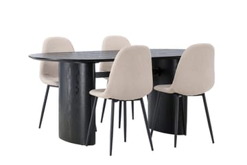 Oval matgrupp Venture Home Beige Svart 4st - Møbler - Borde - Spisebordssæt