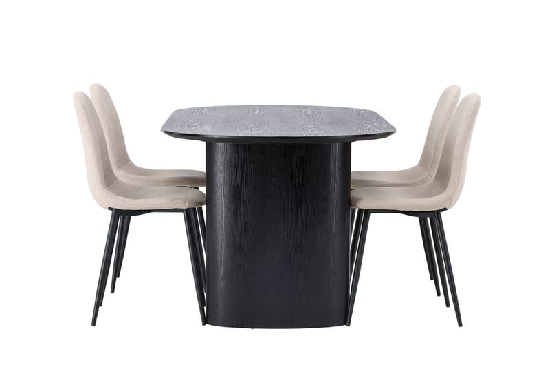 Oval matgrupp Venture Home Beige Svart 4st - Møbler - Borde - Spisebordssæt