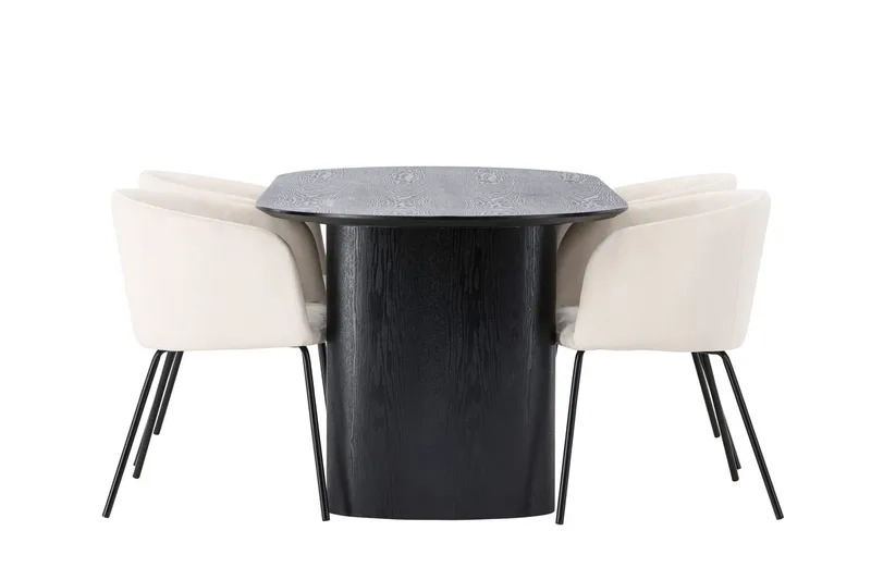 Oval matgrupp Venture Home Beige Svart 4st - Møbler - Borde - Spisebordssæt
