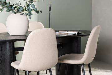 Oval matgrupp Venture Home Beige Svart 4st - Møbler - Borde - Spisebordssæt