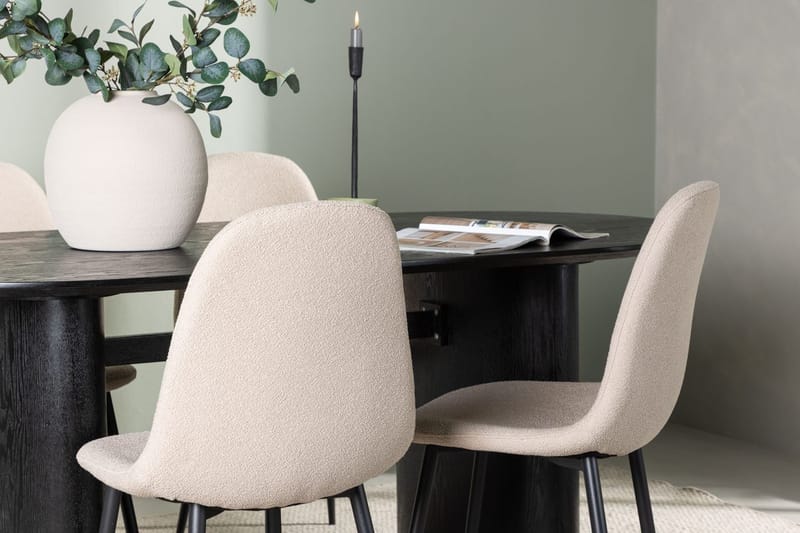 Oval matgrupp Venture Home Beige Svart 4st - Møbler - Borde - Spisebordssæt