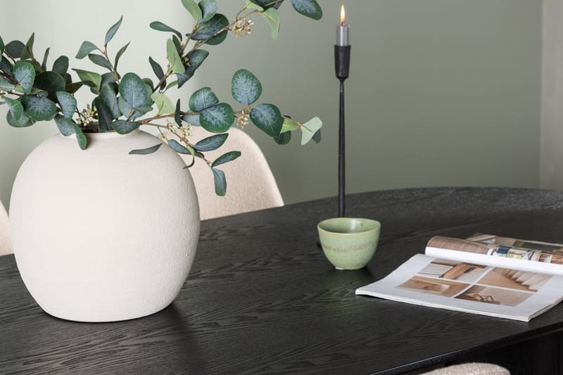 Oval matgrupp Venture Home Beige Svart 4st - Møbler - Borde - Spisebordssæt