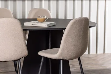 Oval matgrupp Venture Home Beige Svart 6st - Møbler - Borde - Spisebordssæt