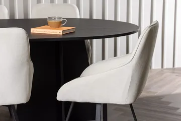 Oval matgrupp Venture Home Beige Svart 6st - Møbler - Borde - Spisebordssæt